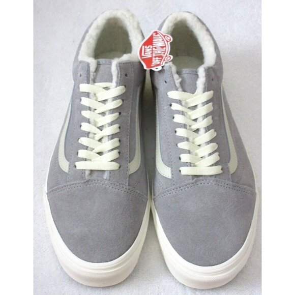 Vans Men\'s Old Skool Cozy Hug Sherpa Lined Suede Shoes Drizzle White Sizes NIB